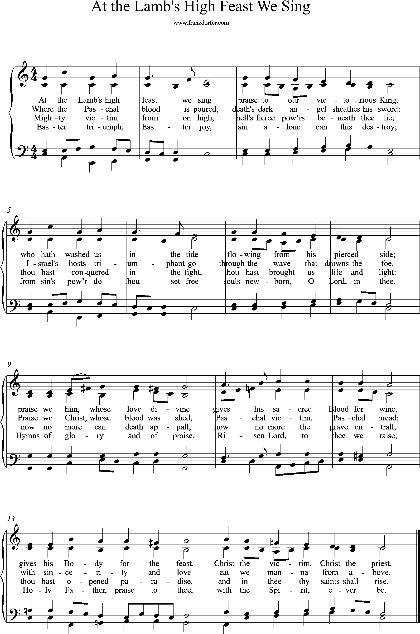 choir-, organ-, sheetmusic, C-Major, At the Lamb's 